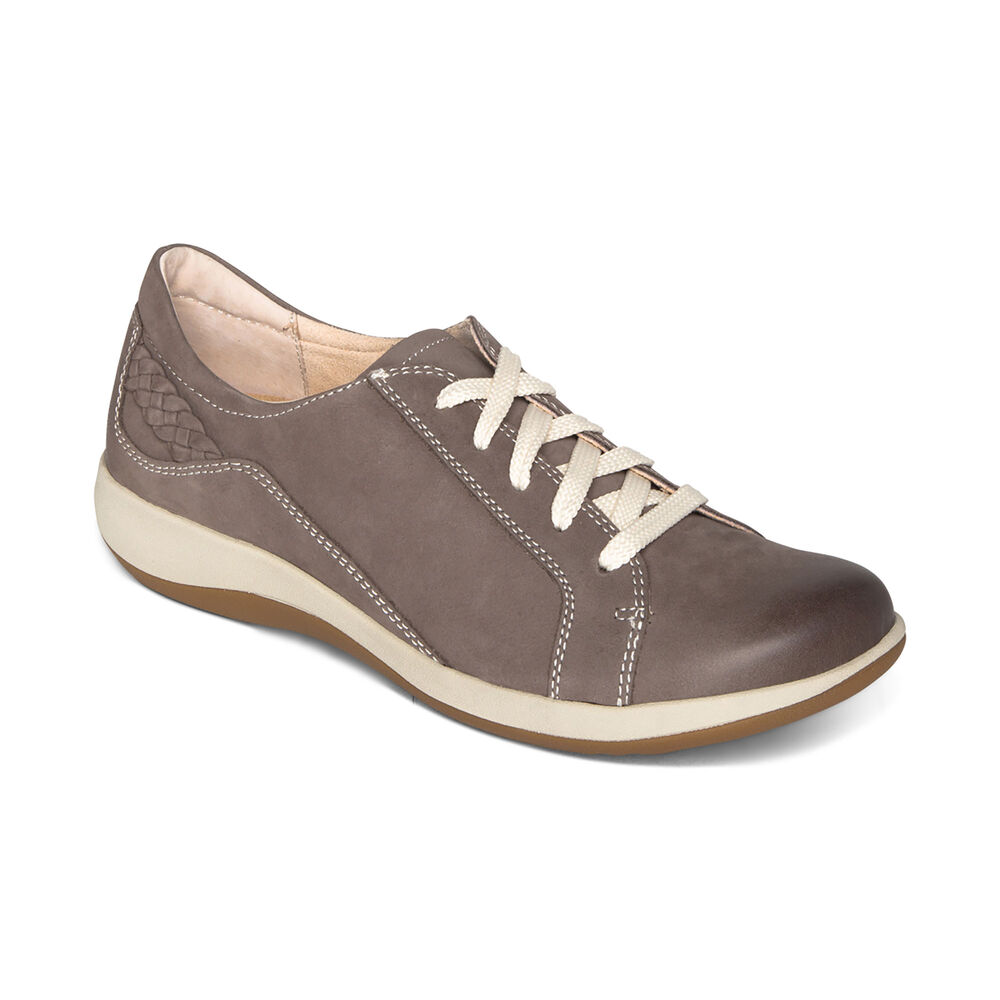 Aetrex Women's Dana Lace Up Oxford Dress Shoes - Grey | USA UNT0QCK